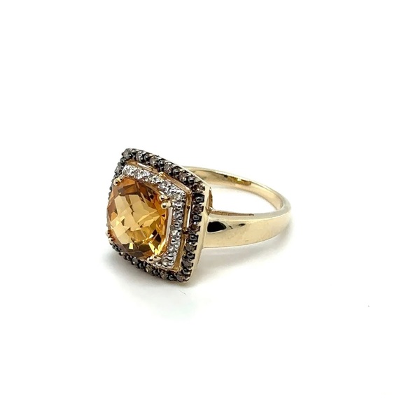 Le Vian 14k Yellow Gold Citrine & Diamond Halo Cocktail Ring - Picture 2 of 8